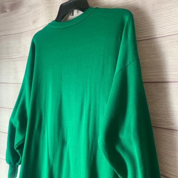 Vintage Beanzie Green Cat Nightgown Shirt Dress 1990s Fuzzy Cat Applique Bell - Picture 15 of 15